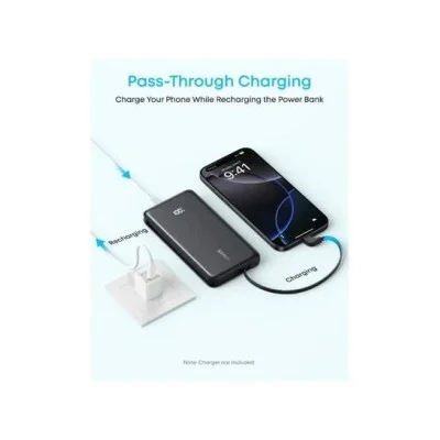 Anker Zolo 10000mAh 22.5W Power Bank with Built-in Type-C Cable – Black